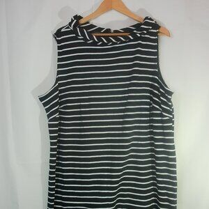 NWT Talbots Sleeveless Black White Stripe Knit Shift Dress Size 3XP Plus